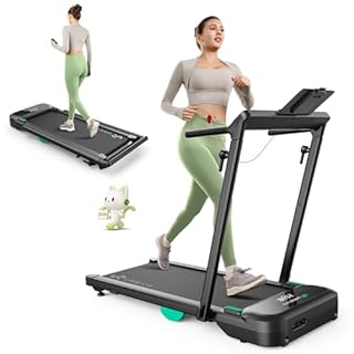 UREVO Foldimix 5 Treadmills for Home, Walking Pad with Adjustable Handle Bar, Multi-Functional Workstation Treadmill, Dual Brushless Motorized, 14-Point Shock Absorption, Compact Design