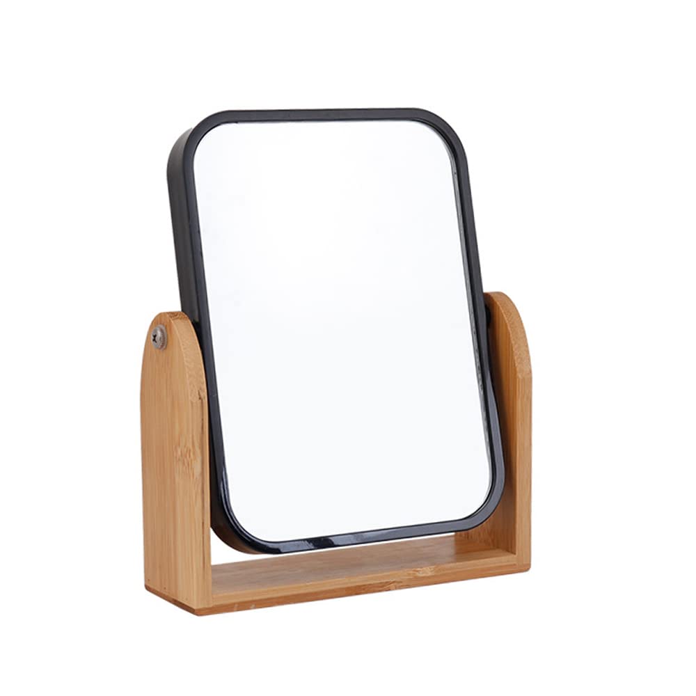 Wooden Makeup Mirror 360 Degree Rotating Wooden Mi... - Grandado - View #5