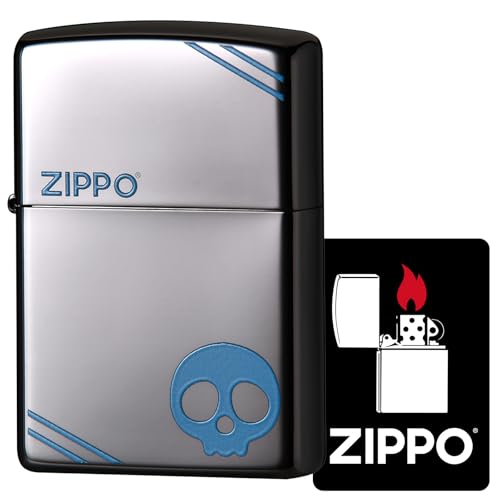 Encendedor Zippo con calavera negro y azul