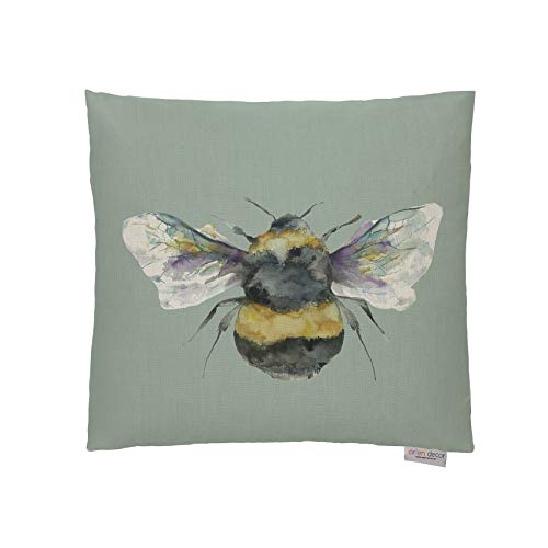 Image of Lorient Decor Bumble Bee Cushion, Duck Egg, Filled Cushion 43cm x 43cm