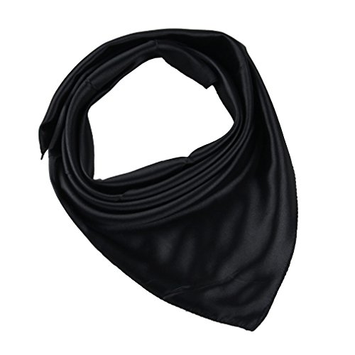 COMVIP Femme Petit Foulard Carré Couleur Uni en Polyester Multiusage Noir Cover
