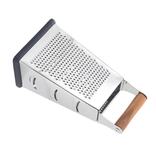 MAGICLULU Rallador de Cocina Inoxidable con Mango de Madera Antideslizante Herramienta Multifuncional para Rallar Cortar y Desmenuzar Verduras y Frutas