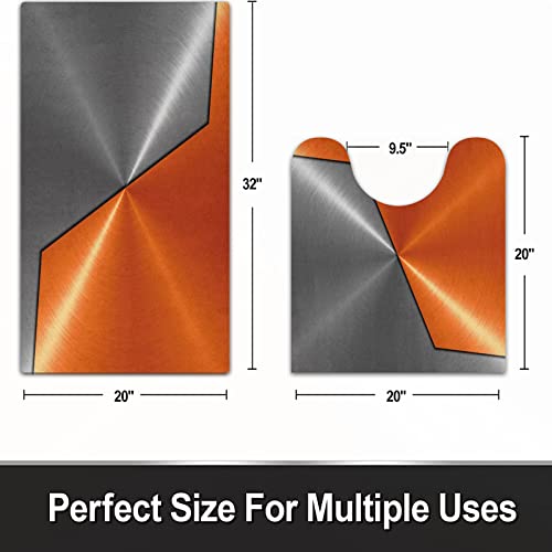 FALOME 2-teilige rutschfeste Badematte,Orange und graues Maschinenstrukturbild im 3D-Stil, detaillierte, lebendige… – Bild 4