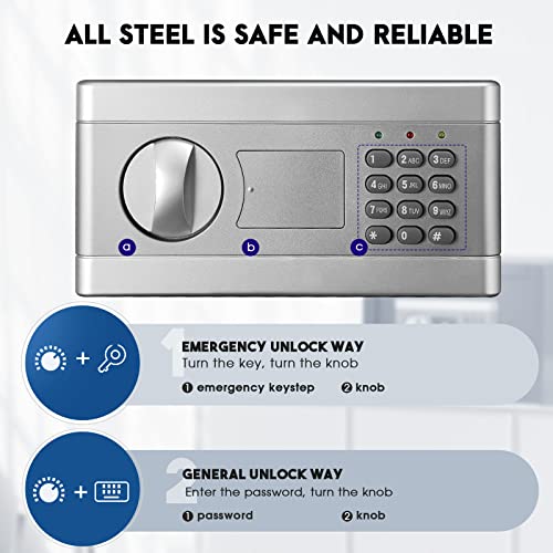 Riddost Fireproof Safe With Waterproof Fireproof Money Bag, 1.2 Cub Digital Combination Lock Safe With Keypad Led Indicator, Home Safe For Cash Jewelry Important Documents Guns #TOP4