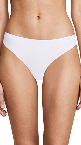 Calvin Klein Underwear Women's Invisibles Thong, White, Small