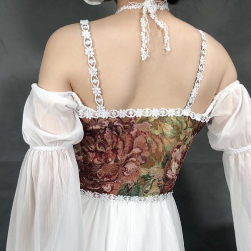 Image of CONCINEROS Women's Summer Vintage Floral Renaissance Corset Top for Women Y2k Tops Sleeveless Drawstring Crop Top