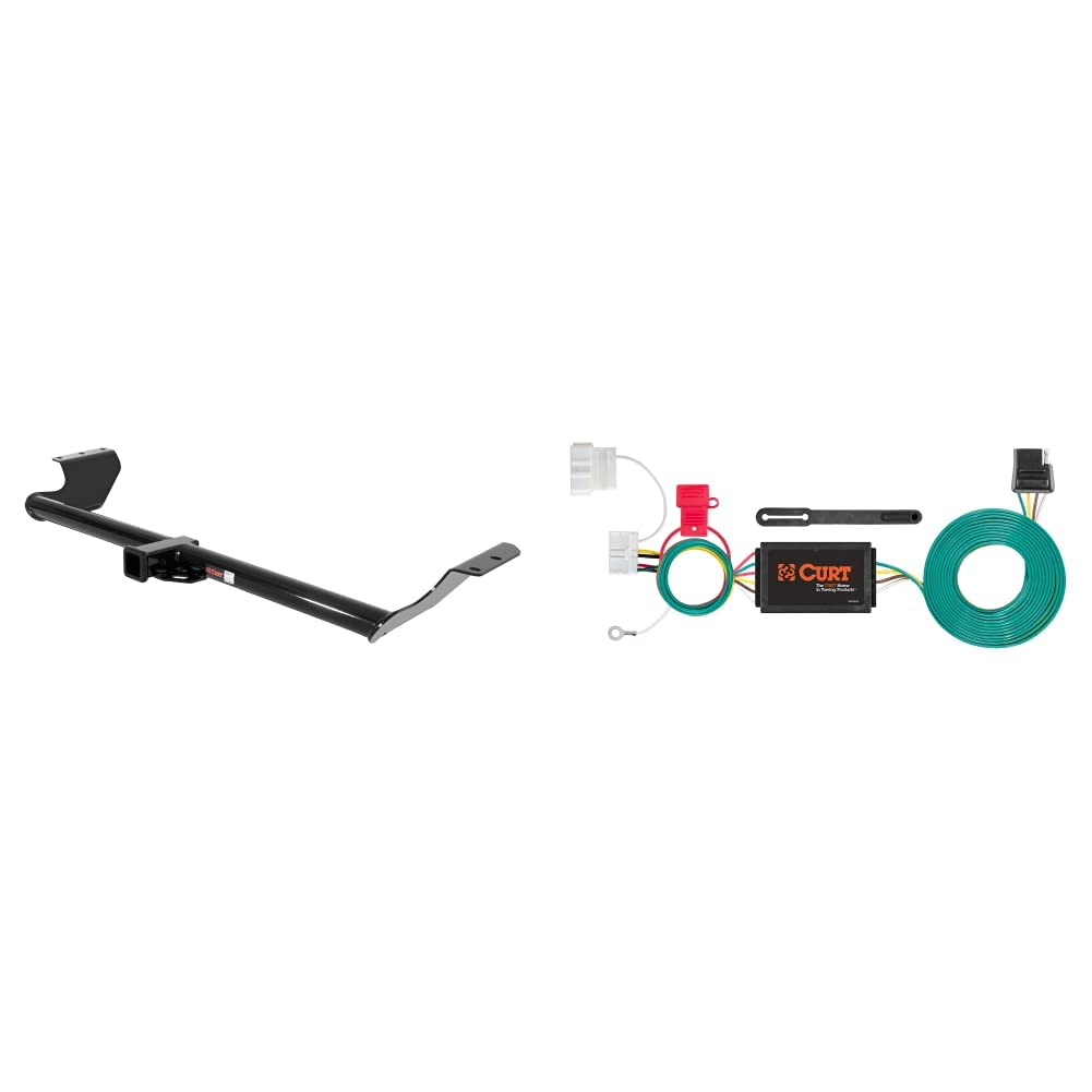 Photo 1 of CURT 13068 Class 3 Trailer Hitch, 2-Inch Receiver, Fits Select Honda Odyssey, Gloss Black Powder Coat & 56378 Vehicle-Side Custom 4-Pin Trailer Wiring Harness, Fits Select Honda Odyssey, Black Hitch + Harness