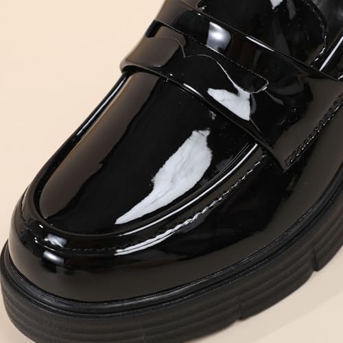 TKKAE Loafers for Women Women's Penny Platform Chunky Loafers Slip-Ons Comfortable Business Casual Dress Office Work Shoes for Ladies,Black Patent Leather,6 by TKKAE - Used condition - Image 7