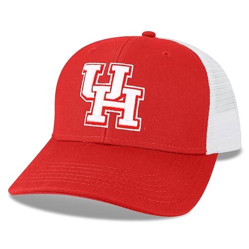 Legacy NCAA Officially Licensed Baseball Hat, Houston Cougars, Lightweight Cap for Men & Women, Mid-Pro Snapback Adjustable (MPS), Scarlet/White Trucker, One Size Fits Most, Snapback Closure