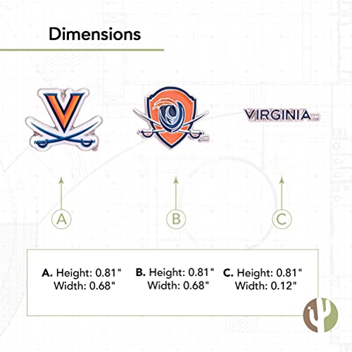 Image of Desert Cactus University of Virginia Lapel Pin UVA Cavaliers Made of Metal for Formal Wear, Bag and Hat Jewelry, and Tie Tack (Pin Set)