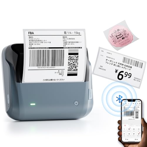 NIIMBOT B4 サーマルプリンター ラベルメーカー 感熱ラベルプリンター 宛名ラベルプリンター スマホ/PC対応 Bluetooth接続 203dpi ラベル自動認識 充電式 携帯型 20-110mm用紙対応 食品表示/郵便宛名/DIY/冷蔵庫収納/整理収納 ブルー