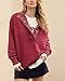 Gacaky Sweatshirt for Women Oversized Casual Long Sleeve Button Henley Neck Pullover Tops Fashion Outfits Clothes Burgundy L