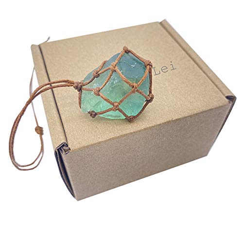 Aitelei 1Pc Natural Raw Blue-Green Fluorite Crystal Pendant Necklace Reiki Chakra Healing Pendant Treatment Stone With Hand-Woven Rope In Random Color #TOP6