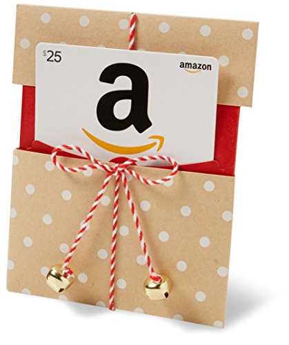 Amazon.com $25 Gift Card in a Kraft Paper Reveal with Jingle Bells