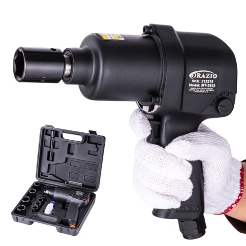ORAZIO Air Impact Wrench Set 1/2 Twin Hammer 720NM with 8 Sockets 12-24mm, Professional Garage Car Truck Wheel Tyre Bolts Removal Installation Pneumatic Toolkit 212215