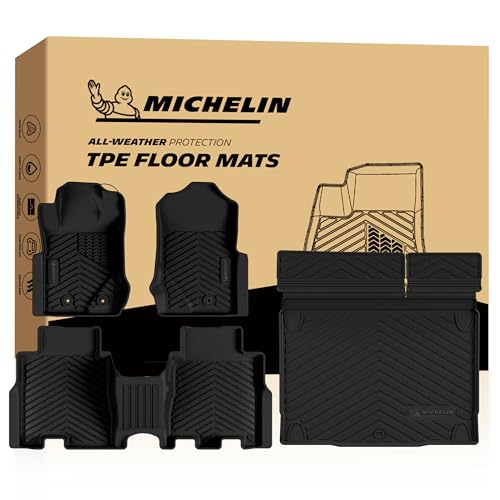 Image of Michelin Vehicle Mats for 2021-2026 Ford Bronco 4-Door (4 Piece) | Not Fit Bronco 2 Door or Sport or Vinyl Floor, All-Weather TPE Custom Fit Liner, Premier