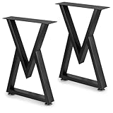 lalago 2 Piezas Patas de Mesa Negra hasta 250kg, Pies de Muebles V-Tipo, Patas para Comedor Industrial, Patas para Escritorio para Bricolaje para DIY Café, Mesas de Sala y Mesa de Comedor