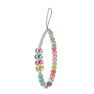 Pingente de telefone com contas, laço de pérola colorido, cordão de telefone com contas, alça de pulso, cordão de telefone celular corrente antiperda para mulheres e meninas acessórios de telefone