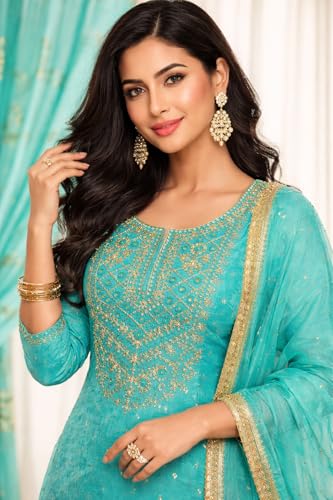 Image of LATEST DRESS MATERIAL FOR WOMEN FEBRIC TYP CHANDERI SILK