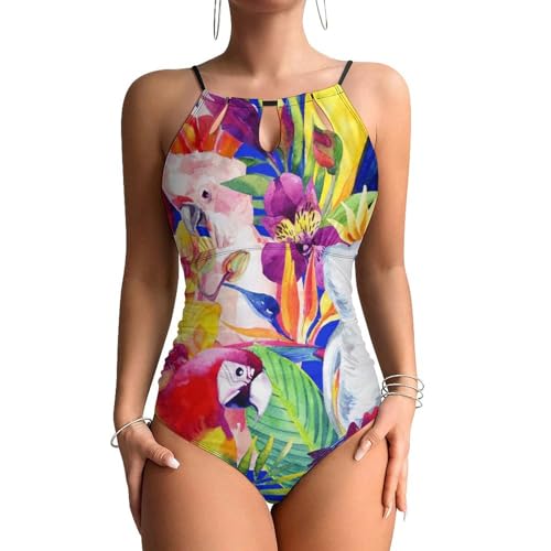 Maillot de bain une pièce gainant perroquet à fleurs pour sculpter la silhouette