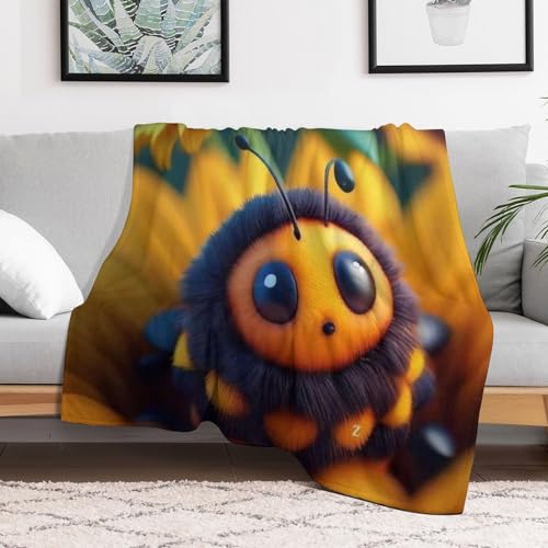 Couvre-lit abeille haut de gamme en flannel de polyester, plaid doux et chaud - 3
