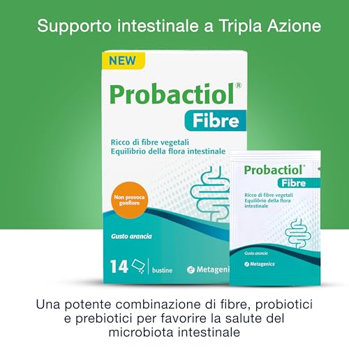 Metagenics Probactiol Fibre - Integratore Per Il Supporto Intestinale 3-In-1 Con Fibre, Batteri Vivi E Vitamina B2 - Gusto Arancia, 14 Bustine - 2