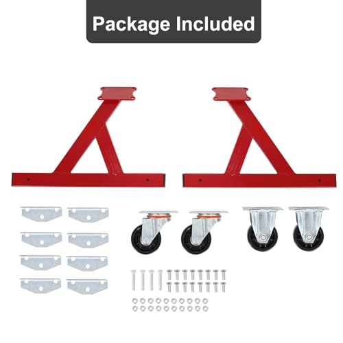 Image of Metal Engine Stand for LS Series V8 Engines - Heavy Duty Steel Cradle (2 PCS), Rolling Storage Stand with Swivel Casters, Engine & Transmission Storage Support, Red