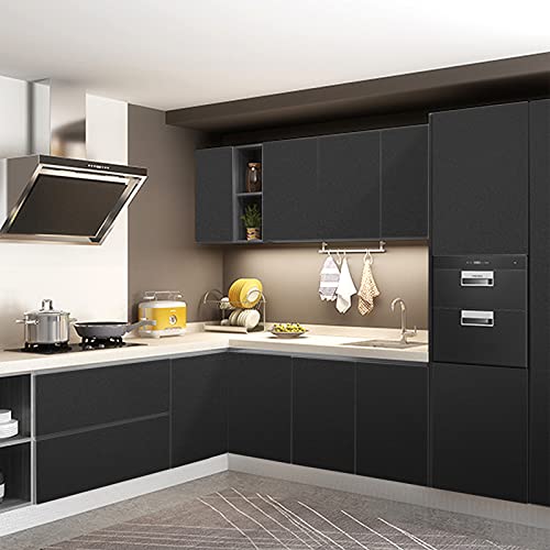 seonta Matte Black Contact Paper 16"x78.7" Black Peel and Stick Wallpaper Thick Black Wallpaper Waterproof Decorative Self Adhesive Vinyl Film Wrap Contact Paper for Cabinets Countertops Walls Table