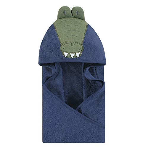 Image of Hudson Baby Unisex Baby Cotton Animal Face Hooded Towel, Alligator, One Size