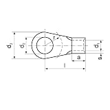 ERKO Zestaw 10 końcówek kablowych 1,5 ÷ 2,5 mm² M5 profesjonalna miedź, cynkowana galwanicznie, zgodnie z DIN 46234, bez izolacji do kabli wielokołowych Cu, chroni połączenia elektryczne