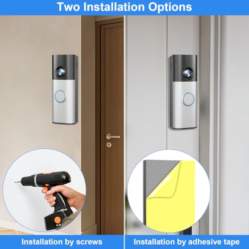 Image of 2026 Upgrade Metal No-Drill Adhesive Mount for Ring Newest 2026 Battery Doorbell /Plus /Pro, No Drilling Wireless Video Camera Door Mounting Holder Bracket Accessories for Apartments Office Houses