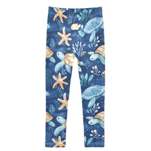 Fish Watercolor Turtles Starfish Girls Leggings Kids Yoga Pants Dance Active Tights 4T
