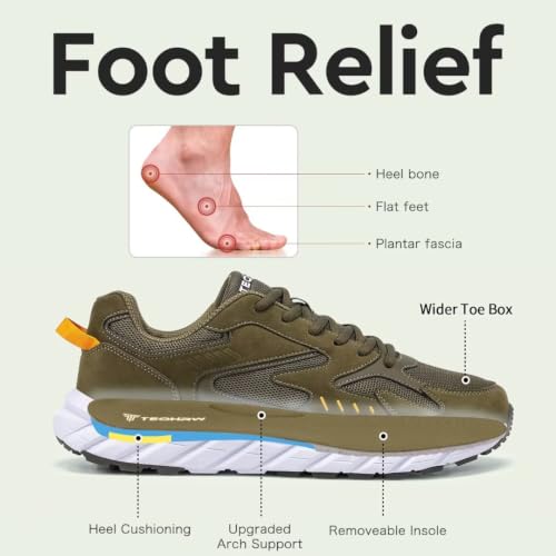 Image of Men's Extra Wide Walking Sneakers Wide Toe Box Orthopedic Shoes with Arch Support for Flat Feet & Foot Pain Relief