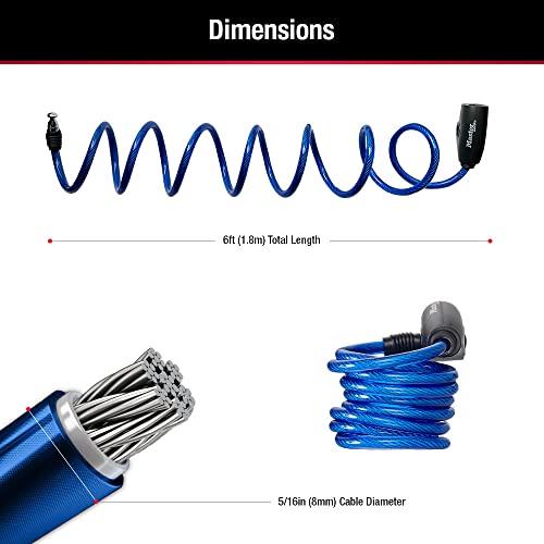 Image of Master Lock Bike Lock Cables with Key, Blue, Green, and Red 3-Pack of Keyed-Alike Bicycle Cable Locks, 6 ft. Long, 8127TRI