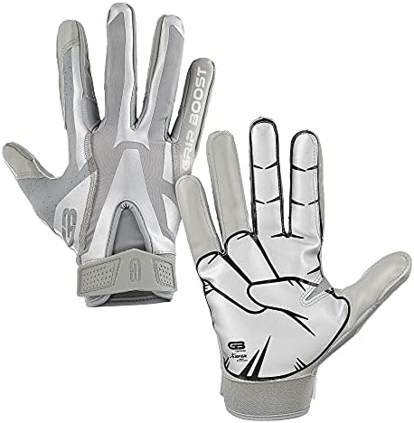 Grip Boost Peace Football Gloves Pro Elite - Adult Sizes (Chrome, Large)
