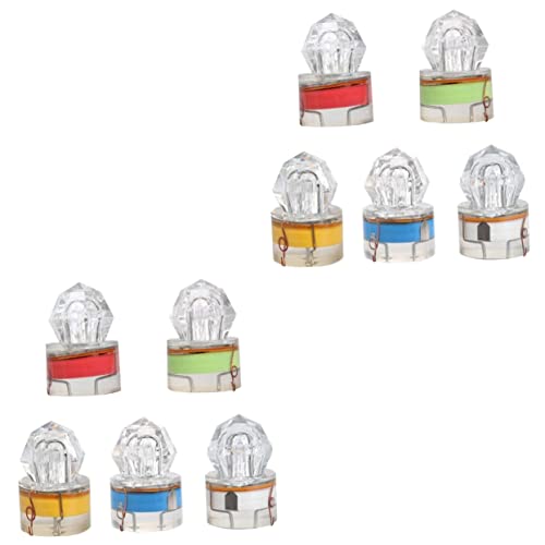 Toddmomy 2sets 5pcs LED Underwater Fishing Light for Night Fishing Colorful Bait Attracting Lamps Red Blue White Green Durable Depth Use for Lakes Rivers 5pcs*2