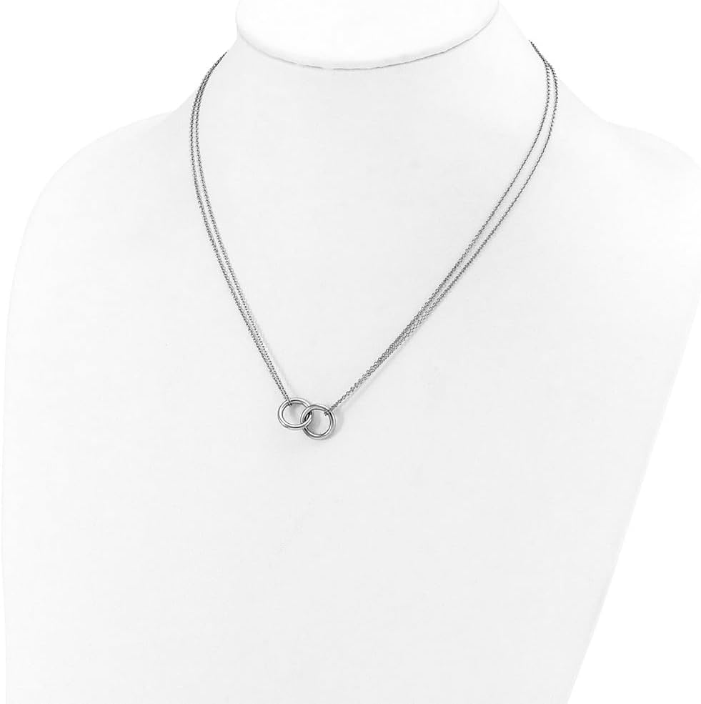 JewelryWeb 12.15mm Platinum Polished Two-strand Circle Link Necklace Strand Necklace for Women