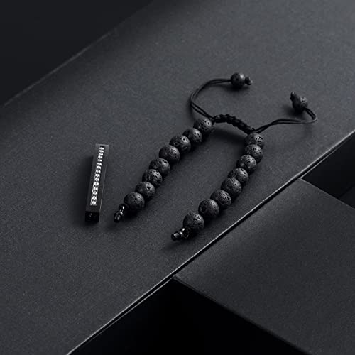 Image of memorial jewelry Classic Crystal Urn Bracelet Lava Stone 316L Stainless Steel Cremation Bangle Keepsake Urn Bracelet for Ashes