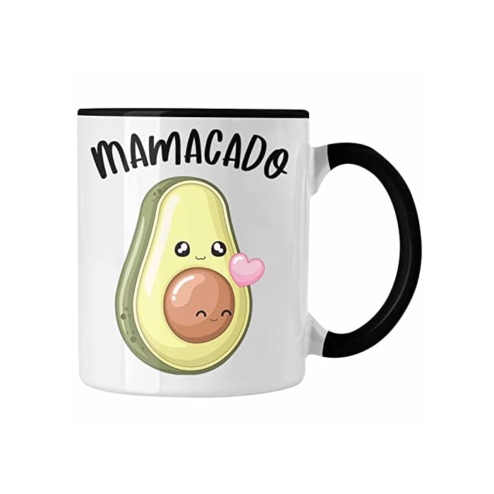 Trendation - Mamacado Tasse Geschenk Werdene Mutter Avocado NIedliche Grafik Schwangerschafts-Verkündung (Schwarz)