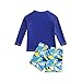 Toddler Swimsuit Boy 3 Piece Boys Swim Set Long Sleeve Swimming Shirt Trunks Rash Guard Bathing Suits Navy Blue Sharks 4-5T L