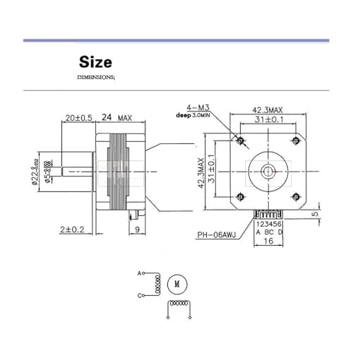Moteur pas-à-pas Nema17 23 mm pour projets de robotique et impression 3D - 6