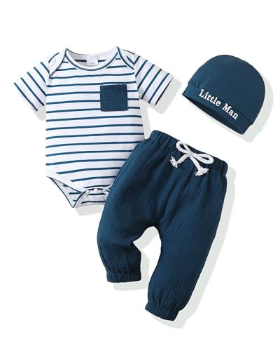 Image of Renotemy Newborn Infant Baby Boy Clothes Outfits New to The Crew Outfits Long Pants Toddler Baby Boy Clothes Set