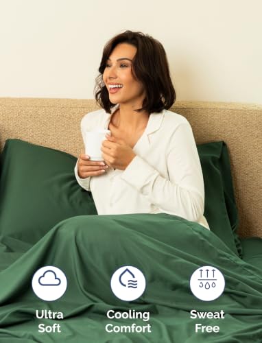 Image of Extra Deep Pocket Twin XL Sheet Set - Breathable & Cooling - Emerald Green