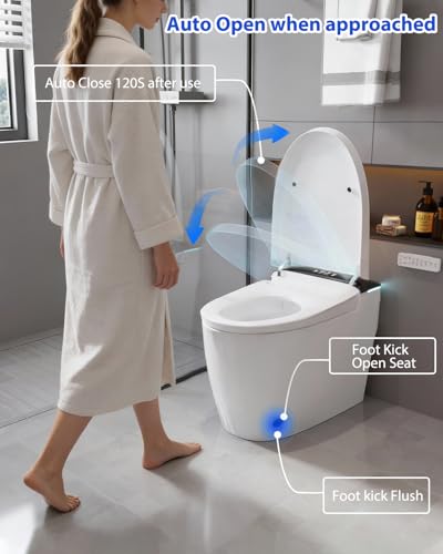 Image of TOTTE Smart Toilet with Bidet Built in, Auto Open /Close Lid, ADA Comfort Height, 1000g MaP Flush, 1.28 GPF, Heated Seat & Dryer, Electric Tankless Toilets with LED Display