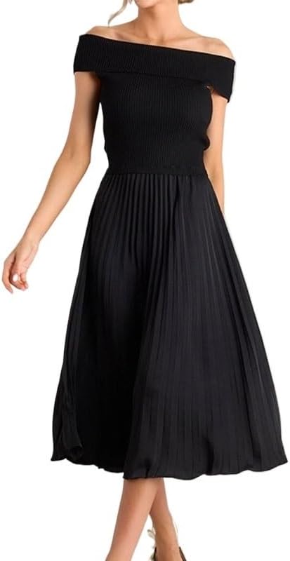 JSEIAJB Tube Top High-Waisted Pleated Skirt Set Sleeveless Bodycon Knit Versatile Set Chic Elegant Stretchy Outfit for Office Party(D,Medium)