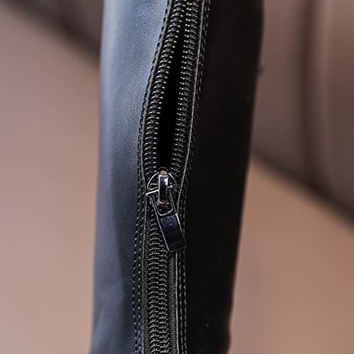 Girl's Fashion Boots Kids Girls Waterproof Lace-Up Side Zipper Fur Lined Knee High Leather Winter Boots Mid Calf Combat Riding Boots Dress Princess Shoes3