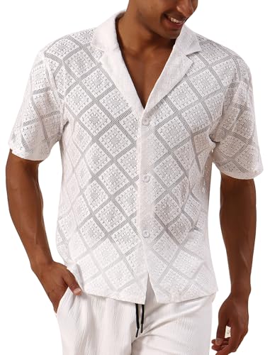 Chemise de plage pour homme en dentelle style rave et boîte de nuit