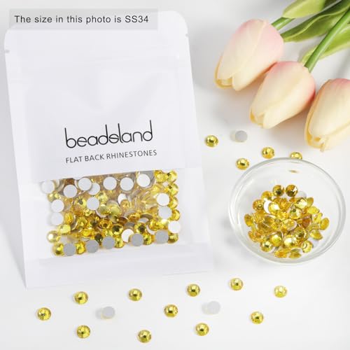 Image of Beadsland Flat Back Crystal Rhinestones,Lemon Yellow, SS34, 288pcs