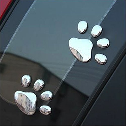 ACE Car Sticker 3D Dog Bear Footprints Chrome Badge Emblem Car Sticker Decal