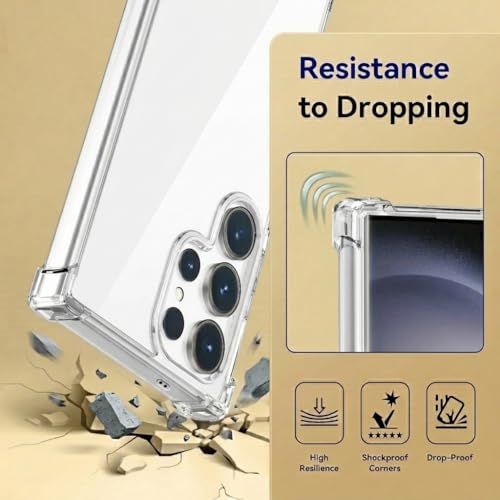 Image of Fashionury 3D Raised Transparent Crystal Clear Back Cover for Samsung Galaxy S25 Ultra | Shockproof Design | Anti-Slip Grip | Camera Protection | 360 Degree Protection Mobile Case